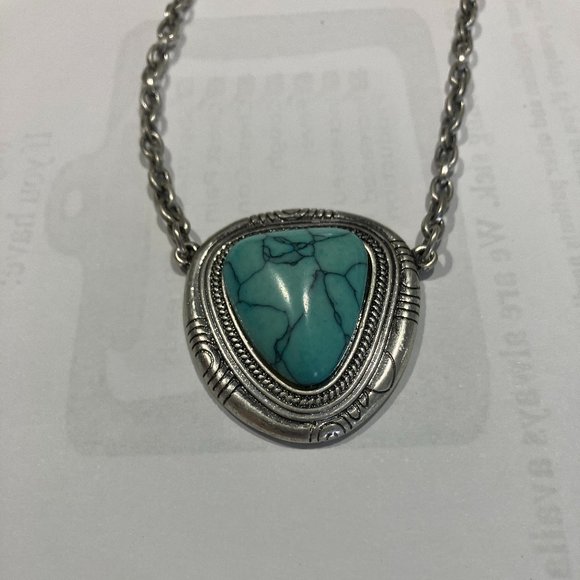 Turquoise and Silver Triple Chain Pendant - Picture 6 of 10